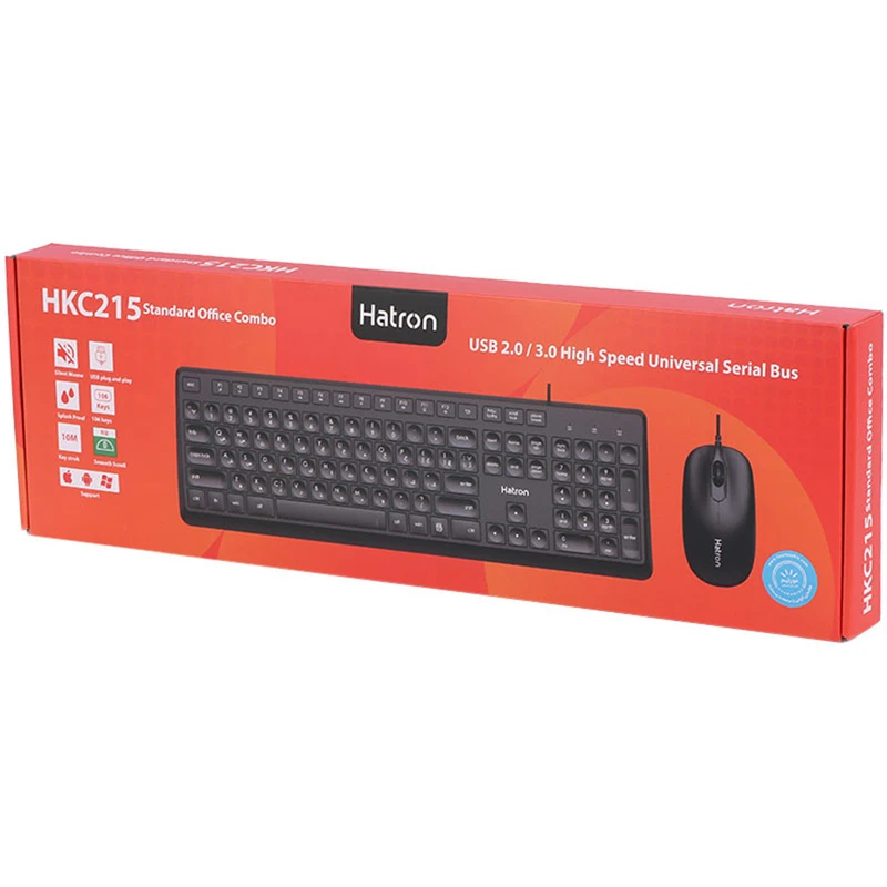 ست کیبورد و موس هترون مدل HKC215 سیم دار - Image 3
